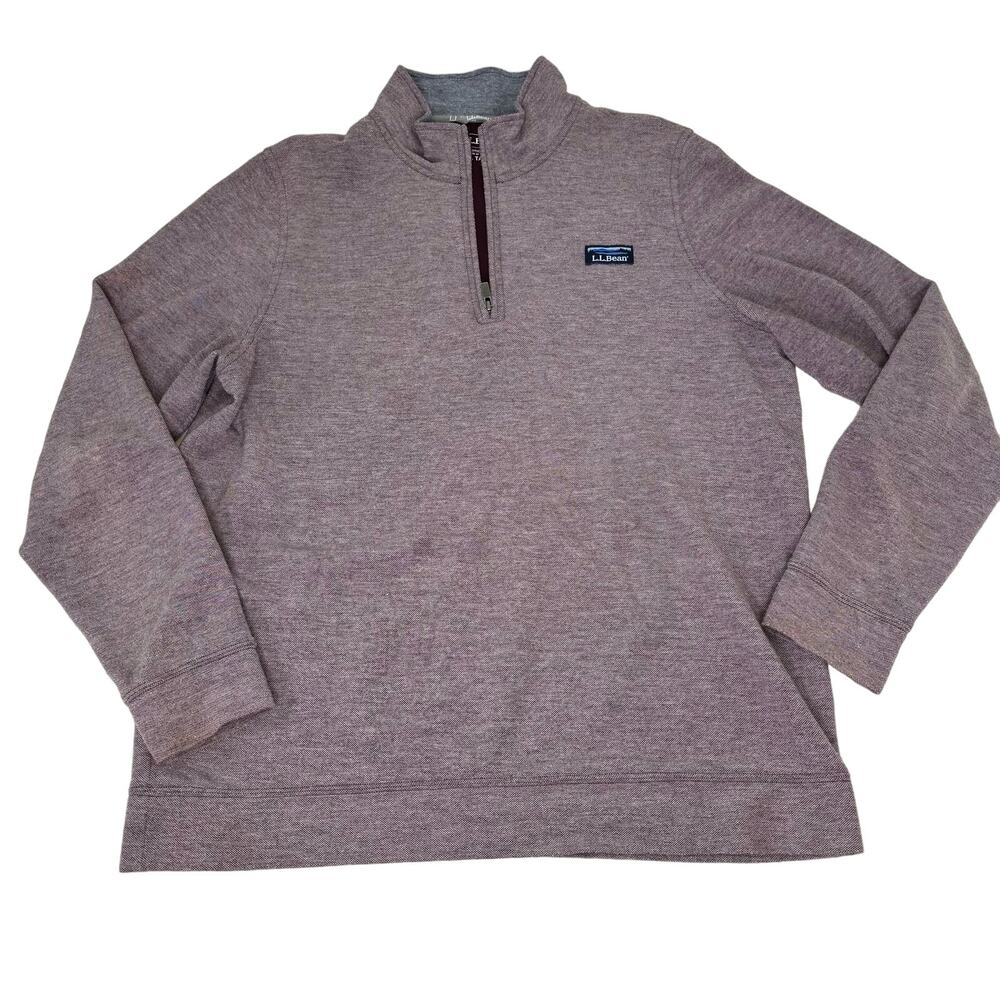LL Bean Mens Comfort Stretch Pique Quarter Zip Long Sleeve Pullover L Tall